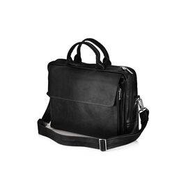 Купить - Кожаная сумка на плечо для ноутбука и документов черная, фото , характеристики, отзывы