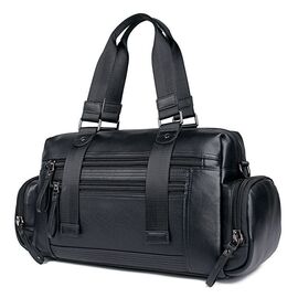 Купить Кожаная дорожная спортивная сумка через плечо черная John McDee 7420A, фото , характеристики, отзывы