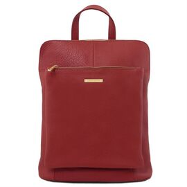 Купить - Рюкзак-сумка женская кожаная (Италия) Tuscany TL141682 (Красный), фото , характеристики, отзывы