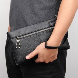 Купить Кожаный клатч для мужчин JDC010A черный с петлей и передним карманом, фото , характеристики, отзывы