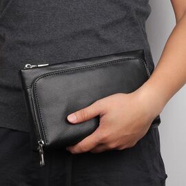 Купить Кожаный клатч для мужчин JDC011A черный с петлей и передним карманом, фото , характеристики, отзывы