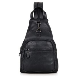Придбати Черный кожаный рюкзак John McDee 4005 черный, image , характеристики, відгуки