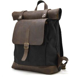 Купить Ролл-ап рюкзак из кожи и канвас TARWA RGc-5191-3md серый, фото , характеристики, отзывы