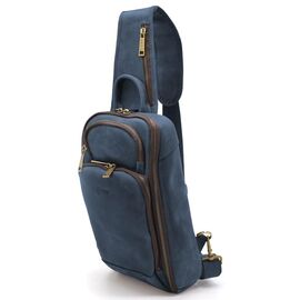 Купить Кожаный рюкзак слінг на одно плечо TARWA RK-0910-4lx синий цвет, фото , характеристики, отзывы