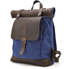 Купить Ролл-ап рюкзак из кожи и синий канвас TARWA RKc-5191-3md, фото , характеристики, отзывы