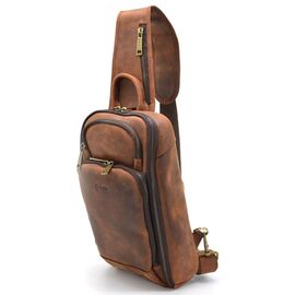Купить Кожаный рюкзак слінг на одно плечо TARWA RY-0910-4lx коньячный цвет, фото , характеристики, отзывы