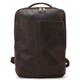 Купить Кожаный мужской рюкзак коричневый RC-7281-3md с передним карманом на молнии, фото , характеристики, отзывы