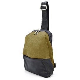Придбати Мужской слинг нагрудная сумка из кожи и канвас TARWA GAh-1905-3md, image , характеристики, відгуки