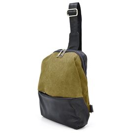 Купить - Мужской слинг нагрудная сумка из кожи и канвас TARWA GAh-1905-3md, фото , характеристики, отзывы