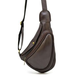Купить - Слинг рюкзак на одно плечо из телячьей кожи GC-3026-3md бренд Tarwa коричневый, фото , характеристики, отзывы