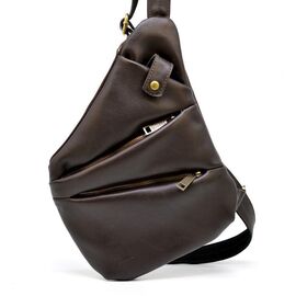 Купить - Мужская кожаная сумка-слинг GC-6402-3md коричневая бренд TARWA, фото , характеристики, отзывы