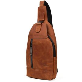 Придбати Мужской рюкзак слинг кожаный коньячный TARWA RB-0116, image , характеристики, відгуки