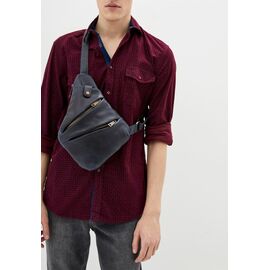 Купить - Мужская кожаная сумка-слинг RK-6402-3md темно-синяя бренд TARWA, фото , характеристики, отзывы