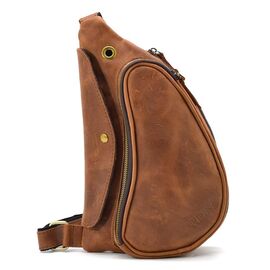 Купить - Кожаный рюкзак слинг TIDING tid3026B коньячный, фото , характеристики, отзывы