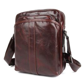 Придбати Чоловіча шкіряна сумка месенджер на плече коричнева John McDee 1054X, image , характеристики, відгуки