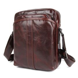 Купить - Мужская кожаная сумка мессенджер на плечо коричневая John McDee 1054X, фото , характеристики, отзывы