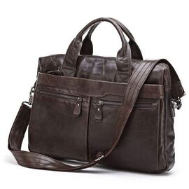 Купить - Кожаная мужская сумка коричневая 7122 C John McDee, фото , характеристики, отзывы