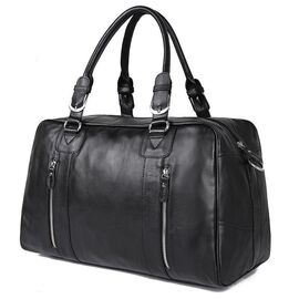 Придбати - Кожаная стильная дорожная сумка, черная 7190A John McDee, image , характеристики, відгуки