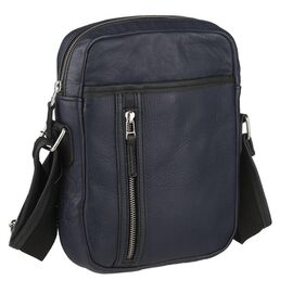 Купить - Кожаная сумка через плечо синего цвета M110bu John McDee, фото , характеристики, отзывы