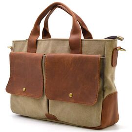 Купить - Мужская сумка из канвас и лошадиной кожи TARWA RbSc-3990-3md коньяк, фото , характеристики, отзывы