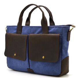 Купить Мужская сумка из канвас и лошадиной кожи TARWA RKc-3990-3md синий, фото , характеристики, отзывы