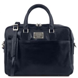 Придбати Кожаный портфель для ноутбука с передним карманом Tuscany Leather Urbino TL141241 (Темно-синий), image , характеристики, відгуки