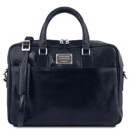 Купить - Кожаный портфель для ноутбука с передним карманом Tuscany Leather Urbino TL141241 (Темно-синий), фото , характеристики, отзывы