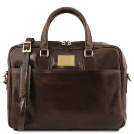 Купить - Кожаный портфель для ноутбука с передним карманом Tuscany Leather Urbino TL141241 (Темно-коричневый), фото , характеристики, отзывы