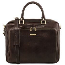 Купить - Кожаный портфель для ноутбука с передним карманом Pisa Tuscany TL141660 (Темно-коричневый), фото , характеристики, отзывы