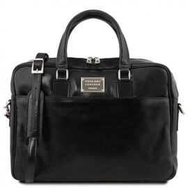 Купить - Кожаная сумка портфель для ноутбука на два отделения Tuscany Leather Urbino TL141894 (Черный), фото , характеристики, отзывы