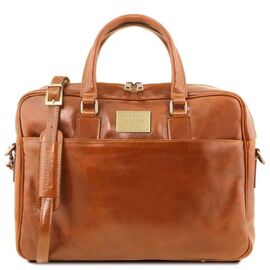 Купить - Кожаная сумка портфель для ноутбука на два отделения Tuscany Leather Urbino TL141894 (Мед), фото , характеристики, отзывы