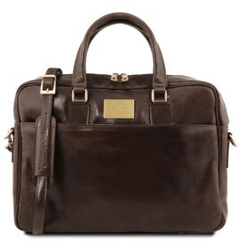 Придбати Кожаная сумка портфель для ноутбука на два отделения Tuscany Leather Urbino TL141894 (Темно-коричневый), image , характеристики, відгуки
