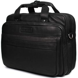 Придбати Большая кожаная сумка для ноутбука 17 дюймов Hill Burry HB4075A черная, image , характеристики, відгуки
