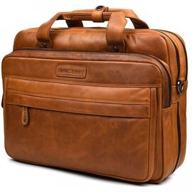 Придбати Большая кожаная сумка для ноутбука 17 дюймов Hill&Burry HB4075B коньячная, image , характеристики, відгуки