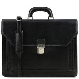Купить - Кожаный мужской портфель на два отделения NAPOLI Tuscany Leather TL141348 (Черный), фото , характеристики, отзывы
