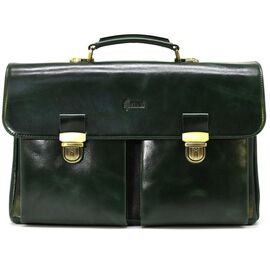 Придбати Деловой кожаный мужской портфель в зеленой глянцевой коже TARWA GE-2068-4lx, image , характеристики, відгуки