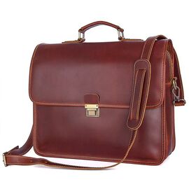 Купити Чоловічий портфель зі шкіри з бордовим відтінком John McDee 7375X, image , характеристики, відгуки