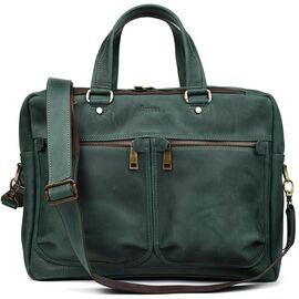 Купить - Мужская кожаная деловая сумка зеленая RE-4664-4lx TARWA на два отделения 15", фото , характеристики, отзывы