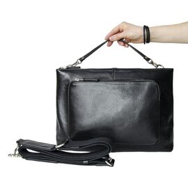 Придбати Мужская сумка с дополнительной ручкой Grande Pelle 260x370x105 мм, глянцевая кожа SICILIA черный, image , характеристики, відгуки