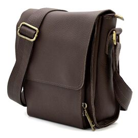 Купить - Мужская сумка через плечо кожаная FC-3027-3md от TARWA коричневый флотар, фото , характеристики, отзывы