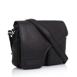 Купить - Кожаная мужская сумка через плечо черная Hill Burry HB3062, фото , характеристики, отзывы