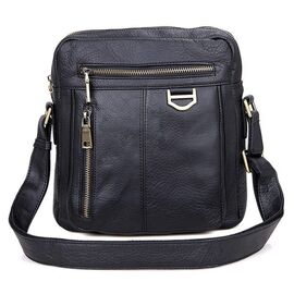 Купить - Кожаная сумка через плечо, цвет черный John McDee JD1011A, фото , характеристики, отзывы