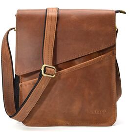 Купить - Кожаная мужская сумка через плечо LIMARY Lim-132RB коньячная, фото , характеристики, отзывы