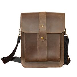 Купить - Кожаная сумка планшет мессенджер с клапаном Limary lim0123rc коричневая, фото , характеристики, отзывы