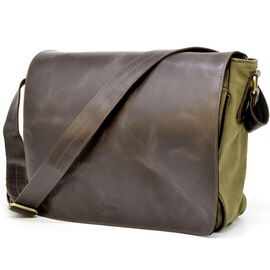 Придбати Мужская сумка через плечо из кожи и холщевой ткани канвас TARWA TH-1047-3md, image , характеристики, відгуки