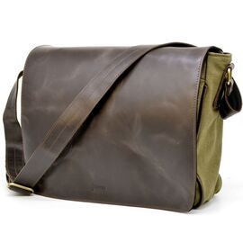 Купить - Мужская сумка через плечо из кожи и холщевой ткани канвас TARWA TH-1047-3md, фото , характеристики, отзывы