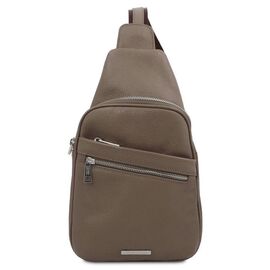 Купить - Рюкзак на одно плечо из мягкой кожи Tuscany Leather TL142022, рюкзак слинг (Темный серо-коричневый), фото , характеристики, отзывы