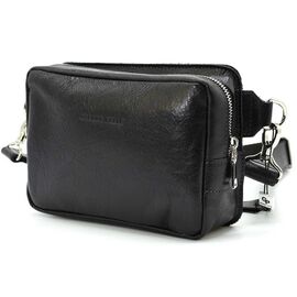 Купить Кожаная напоясная сумка Grande Pelle 740410 черная, фото , характеристики, отзывы