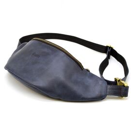 Купить Кожаная сумка на пояс бренда TARWA RK-3036-4lx синяя, большой размер, фото , характеристики, отзывы