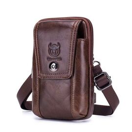 Напоясная сумка с ремешком на плечо T0071 BULL, коричневая, фото 